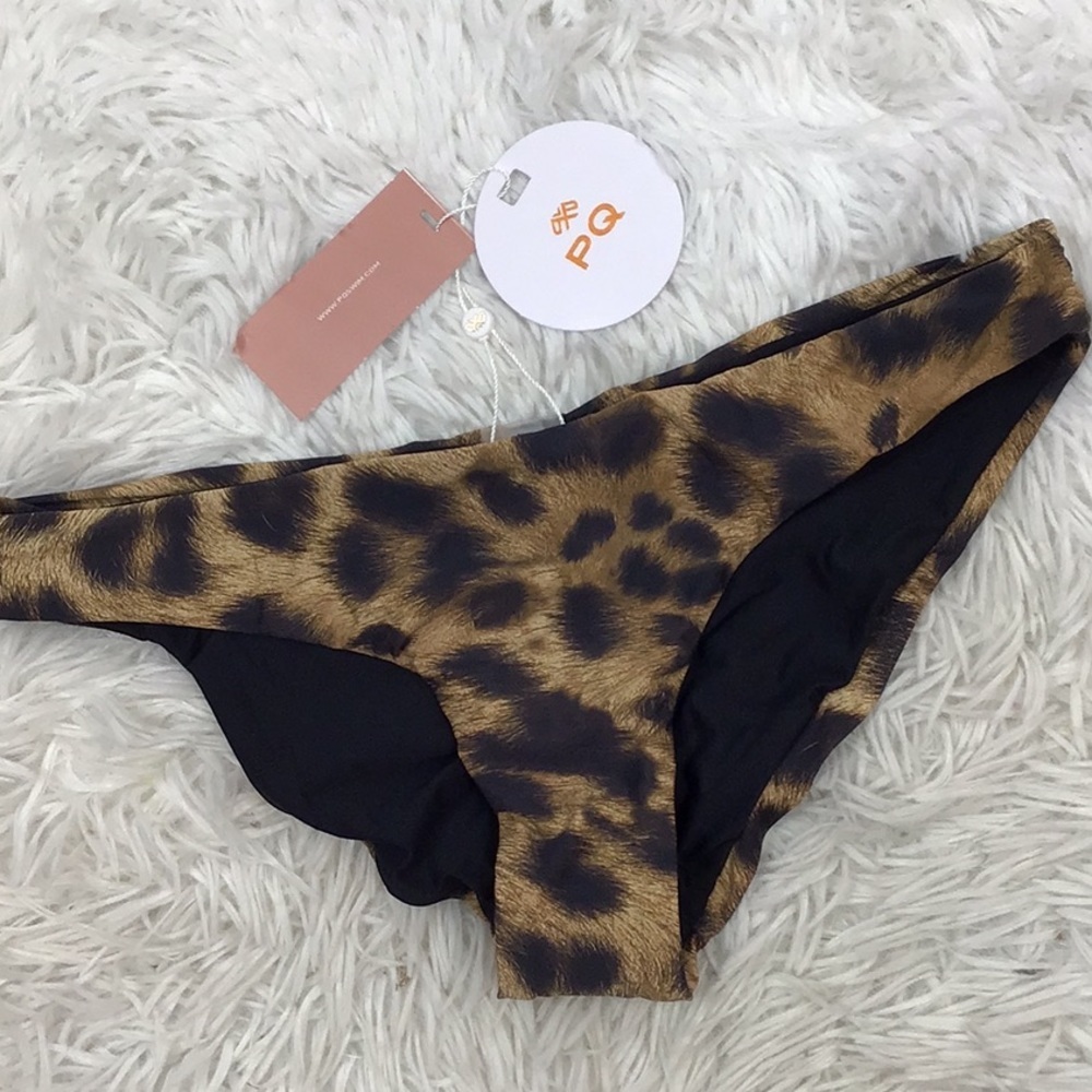 PQ jungle ruched full swim bottoms S NWT